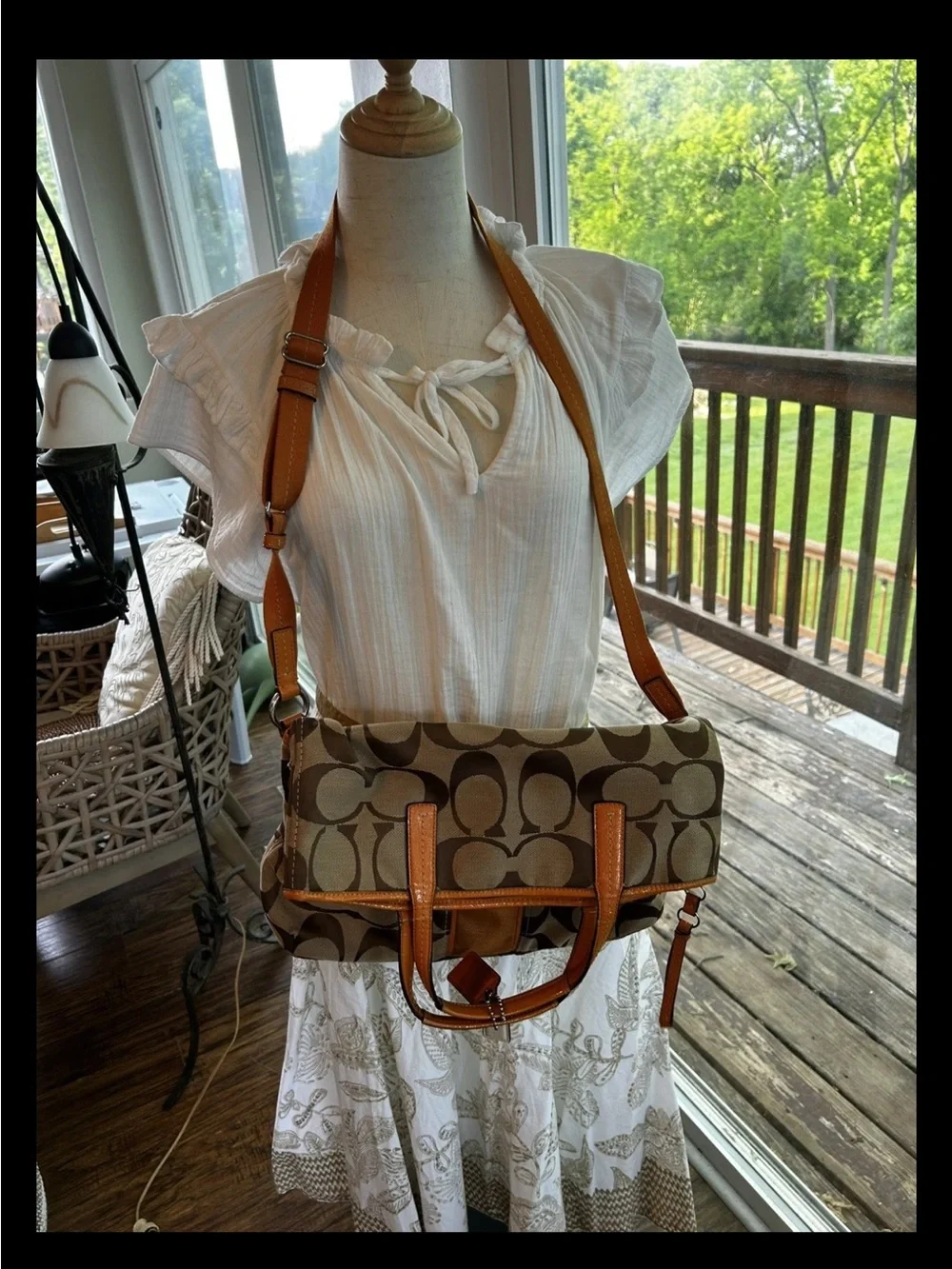 Coach Signature Stripe Foldover Tote Bag AUTHENTIC